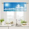 Cortina de janela com estampa digital de girassol personalizada sem perfuração para sala de estar e cozinha, cortina blackout curta
