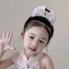 Tiara de Corona de Princesa de Aspecto Elevado Diadema de Perlas para Niños Cuerda de Cabello para Fiesta de Niñas Banda Elástica Accesorios para el Cabello