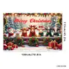 Tela de fondo navideño en stock, lista para enviar, con impresiones de alta definición de Papá Noel, muñecos de nieve y renos, perfecta para decoraciones navideñas