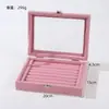 Caja de Joyería Transfronteriza Antioxidación Almacenamiento de Pendientes y Collares Caja de Joyería de Tela Flocada Caja de Exhibición de Anillos y Adornos