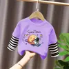 Top estampado de dos piezas falso para niño, camiseta de manga larga 100% algodón para bebé niño, ropa de otoño para niño pequeño