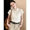 Camisa Blanca de Manga Corta con Cuello Polo para Mujer Verano 2026 Nuevo Estilo Francés Chic y Elegante Top para Dama