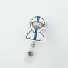 Hebilla retráctil de dibujos animados fácil de tirar Insignia de Doctora Enfermera porta-credencial de trabajo clip para tarjeta de identificación tirar fácilmente logotipo con forma especial
