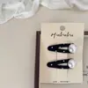 Grampo de cabelo infantil com design de bolinhas onduladas preto e branco e flor de cerejeira, presilha lateral, clip BB