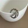 Anillo para Mujer Abierto de Moda Estilo Coreano Resistente de Alta Calidad con Hilo Grueso Patrón Diagonal Personalizado Dorado y Plateado