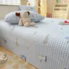 Lençol de Cama de Tecido Grosso de Algodão Espesso Desenho Animado, Conjunto de Três Peças de Lençol de Cama Individual para Dormitório de Estudante Algodão Puro para Todas as Estações
