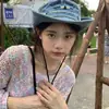 Sombrero de pescador de ala ancha estilo japonés para mujer verano algodón y lino fino plegable cubierta facial protección solar cara sombrero de cuenca pequeño