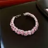 Pulseira com Pingente Redondo de Zircônia Super Brilhante Estilo Francês, Pulseira Exquisita de Luxo Leve de Alta Qualidade, Joia Feminina Fashion e Versátil
