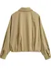 Chaqueta de estilo globo para mujer para primavera y otoño, de comercio exterior transfronterizo, con cuello de solapa, diseño de un solo botón, dobladillo plisado y bolsillos, ofreciendo un corte holgado y casual