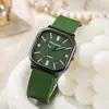1 peça - Relógio Feminino Fashion com Mostrador Roma Quadrado de Quartzo com Pulseira de Silicone Casual