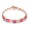 Pulseira de Turmalina Rosa Elegante Personalizada Pulseira de Cristal Rosa Fresca Estilo Coreano Pulseira de Ouro Rosa Vintage Europeia e Americana