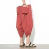 Pantalones de Lino Veraniegos Estilo Japonés para Hombre, Color Sólido, Corte Holgado Casual, Tallas Grandes Pantalones Harem de Pierna Ancha de Algodón y Lino, Venta al por Mayor de Fábrica