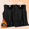 Chaleco térmico cálido de forro polar zorro plateado ajustado para hombre, chaleco de forro polar cepillado grueso, capa base para otoño e invierno, ropa interior de forro polar doble cara