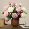 Flores Peônia Artificiais de Alta Qualidade, Hidratantes, com 2 Cabeças, para Casamento, Decoração de Cena Doméstica, Enfeites de Flores Falsas