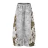 Comercio transfronterizoGa Pantalones de chándal anchos estilo americano para hombre Pantalones casualesny Parche de tachuelas Patchwork para mujer oou Estampado de leopardo Tie-dye
