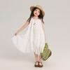 Vestido de Verão Pudding Haru para Meninas 2025 Novo Conjunto Doce e Artístico Infantil de Regata e Calças de Três Peças