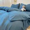 Juego de Tres Piezas de Algodón Lavado Color Sólido Dos Tonos Versión Ab para Dormitorio de Estudiantes, Juego de Cuatro Piezas Doble, Funda de Edredón Individual, Artículo de Ropa de Cama Individual, Estilo Minimalista