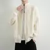 Moda Masculina Nova Outono/Inverno 2026 Suéter Cardigan Gola Alta Masculino Tricô Cor Sólida Cardigan Simples Jaqueta