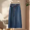 Falda vaquera azul para mujer, nuevo modelo primavera-verano 2026, de longitud media, falda ajustada, de cintura alta, adelgazante, con abertura trasera, falda lápiz