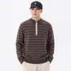 Tejido Estilo Old Money para Hombre, Corte Relajado, Nueva Colección Otoño/Invierno 2026, Rayas Horizontales Bloque de Color, Cuello Semi Alto, Suéter Pulóver con Cremallera