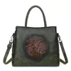 Bolso Nuevo Retro Artístico Estilo Chino para Mujer con Colores Contrastantes y Diseño en Relieve, Adecuado para Llevar en la Mano, al Hombro y Cruzado, Gran Capacidad, Exclusivamente para Ventas Transfronterizas