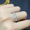 Anillo de Plata de Ley S925 Ópalo Natural Europeo y Americano Anillo para Mujer Popular Transfronterizo Diseño de Joyería Moda