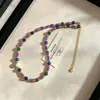 Collar de Piedra Natural Color Cobre Perla de Agua Dulce Cadena para Clavícula Simple de Gama Alta Nicho Retro Versátil Adorno para Mujeres
