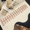 Puntas de Uñas Portátiles Color Rosa Ojo de Gato Tamaño Completo con Perlas de Vidrio de Hada y Efecto Ojo de Gato para Arte de Uñas Diario Sencillo, Uñas Pre-Hechas