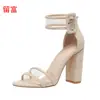 LiuFu 2026 Nuevos Zapatos de Tacón Alto de Moda con Punta Redonda de Talla Grande para Mujer Estilo Europeo y Americano En Stock Sandalias de Mujer con Hebilla