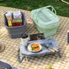 Cesta Plegable para Picnic de Camping al Aire Libre, Conveniente para Viajar, con Tapa, Gran Capacidad, Cubo de Almacenamiento Portátil Multifuncional para Pesca