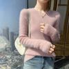 Camiseta Base de Caxemira Pequena Macia Suave Básica Bonita para Bebê Suéter de Gola Redonda Slim-fit Tricô de Lã Curto Outono e Inverno