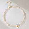 Colar Pequeno de Pérolas e Contas Douradas Estilo Francês para Mulheres, Design de Nicho de Luxo Leve, Corrente Elegante e Simples de Contas Redondas para Clavícula, Venda por Atacado do Fabricante