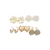 Set de Aretes de Flor de Corazón Gota de Aceite de Aguja Plateada con Perlas, Pendientes Exquisitos y Elegantes con un Toque de Lujo Ligero y de Alta Gama para Mujeres