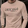 Camiseta de Manga Larga de Moda para Hombre con Estampado de Letras, Nueva para Verano, Camiseta Casual de Cuello Redondo