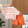 Camisa fina para meninos, manga curta, duas peças, atacado, verão 2025, novas roupas infantis da moda, roupas de verão para bebês
