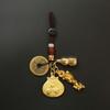 Chaveiro de carteira de peixe duplo dourado do zodíaco de latão pingente de caixa de chave de carro masculino e feminino Cinco Imperadores