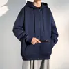 Sudadera con capucha de punto grueso color albaricoque Cleanfit para hombre, estilo juvenil, chaqueta con cremallera oversize americana