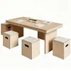 Mobiliario para áreas de mezzanine en oficinas de ventas, centros de educación temprana de jardín de infantes, juegos de mesa y sillas de madera maciza para niños, y mesas para manualidades