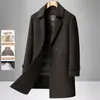 Abrigo de lana de doble faz para hombre, nuevo para otoño e invierno, 100% lana, de doble botonadura, con forro de plumón desmontable, de longitud media