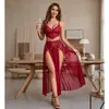 Lencería sexy transfronteriza europea y americana, vestido de malla transparente puro y deseable para mujer con cadenas de perlas, venta al por mayor de fábrica