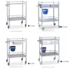 Carro Médico de Acero Inoxidable Vehículo Multifuncional para Cambio de Medicamentos Carro de Instrumentos Carro de Quirófano de Salón de Belleza Carro Médico