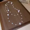 Colar de Pérolas de Vidro com Contas Irregulares Estilo Retro Francês Palaciano Design de Corrente para Suéter Joia de Temperamento de Nicho