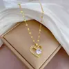 [Acero de Titanio] Estilo de Lujo Ligero Elegante Amor Completo Diamante Bañado en Oro Real Cadena para Clavícula de Celebridad de Ins para Mujer Accesorios