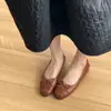 Primeiro Encontro Temporada Vermelha Sapatos de Salto Baixo com Fundo Plano Femininos Solado Macio Confortáveis Laço Bico Raso Sapatilhas Femininas Verão 2026 Novo Estilo