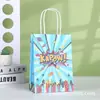 Bolsa de Regalo para el Día del Niño Bolsa de Papel Kraft de Dibujos Animados Bolsa para Llevar Bolsa de Embalaje para Regalo de Fiesta Bolso de Mano