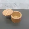 Tarro de bambú para condimentos con cuchara, tarro de sal, caja de almacenamiento para cocina, botella de condimentos, giratorio con succión magnética, venta caliente transfronteriza, al por mayor