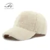 Chapéu Simples Liso Estilo Coreano para Mulheres, Novo Boné de Beisebol Peludo Fofo Quente para Outono e Inverno com Aba Rígida