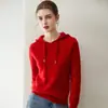 Suéter com capuz 100% cashmere puro para mulheres, moletom pulôver casual solto, novo top de outono e inverno, moletom de tricô