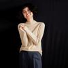 First-Line Clothing Suéter de cashmere de malha para outono e inverno, suéter de cashmere feminino, camisa de camada de base, cor sólida, slim, novo top