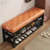 Banco para trocar de sapatos para a entrada, sapateira simples de armazenamento multicamadas, arte em ferro com estofamento macio, banco de sapatos multifuncional, metal, outros materiais